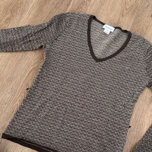 Calvin Klein brown Knit V-Neck Top